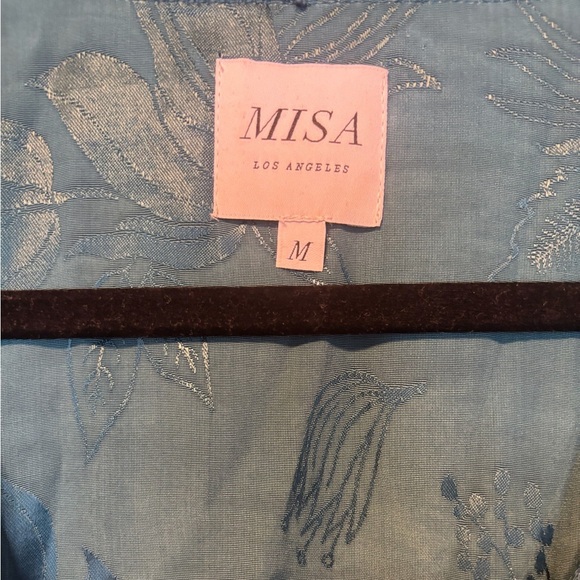 Misa Los Angeles Amalya Dress Teal Blue Ruffle Tiered Skirt Long Sleeve Size Med - Picture 6 of 6